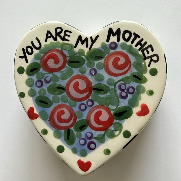 Trinket Box You Are My Mother Hand Painted Rainy Day Clay Floral - Picture 2 of 9